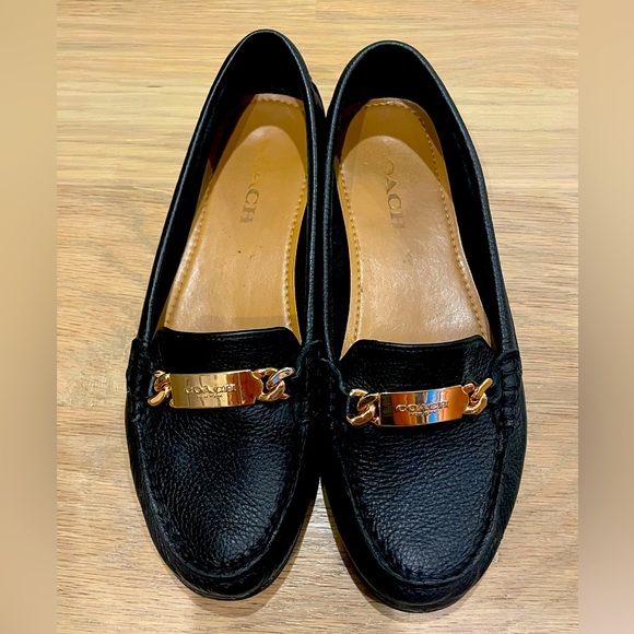 Coach “Olive” Black Leather Loafers - Picture 1 of 5